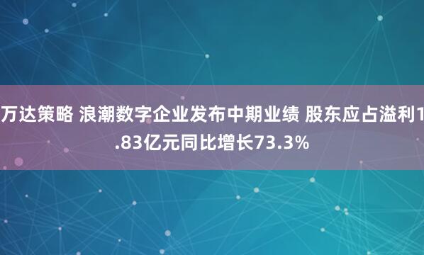 万达策略 浪潮数字企业发布中期业绩 股东应占溢利1.83亿元同比增长73.3%